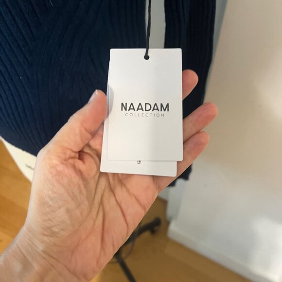 NWT NAADAM New Diamond Navy Silk and Wool Pullover Size Small - Picture 7 of 7